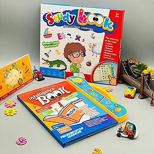 Kids English Learning Intelligence Touch Book | Electronic Sound Aid Study Book for Kids | Early Education Knowledge with Sound Function, Reusable Pen, Birthdays Gift