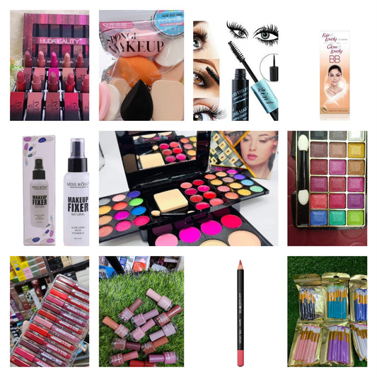 All in One Premium Makeup Collection – Lipstick, Eyeshadow Palette, Makeup Brushes, Beauty Blender Sponges, BB Cream, Mascara, Makeup Fixer & Full Glam Lip Gloss | Best Quality Affordable Makeup