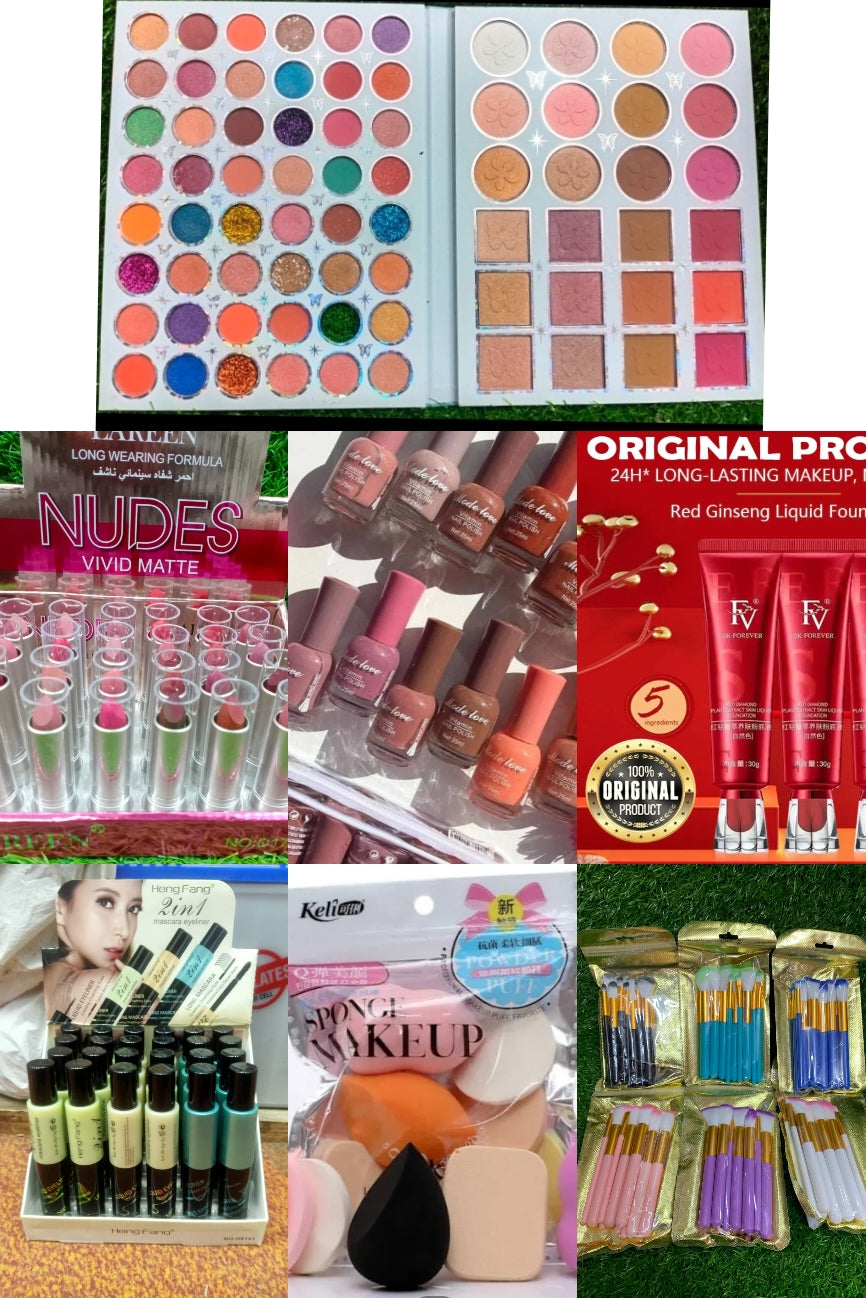 Pack of 7 Complete Premium Makeup Combo Set for Face, Eyes, Lips & Nails | All-in-One Beauty Kit | Long-Lasting, Professional & Everyday Makeup Essentials