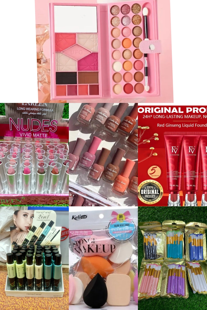 Pack of 7 Complete Premium Makeup Combo Set for Face, Eyes, Lips & Nails | All-in-One Beauty Kit | Long-Lasting, Professional & Everyday Makeup Essentials